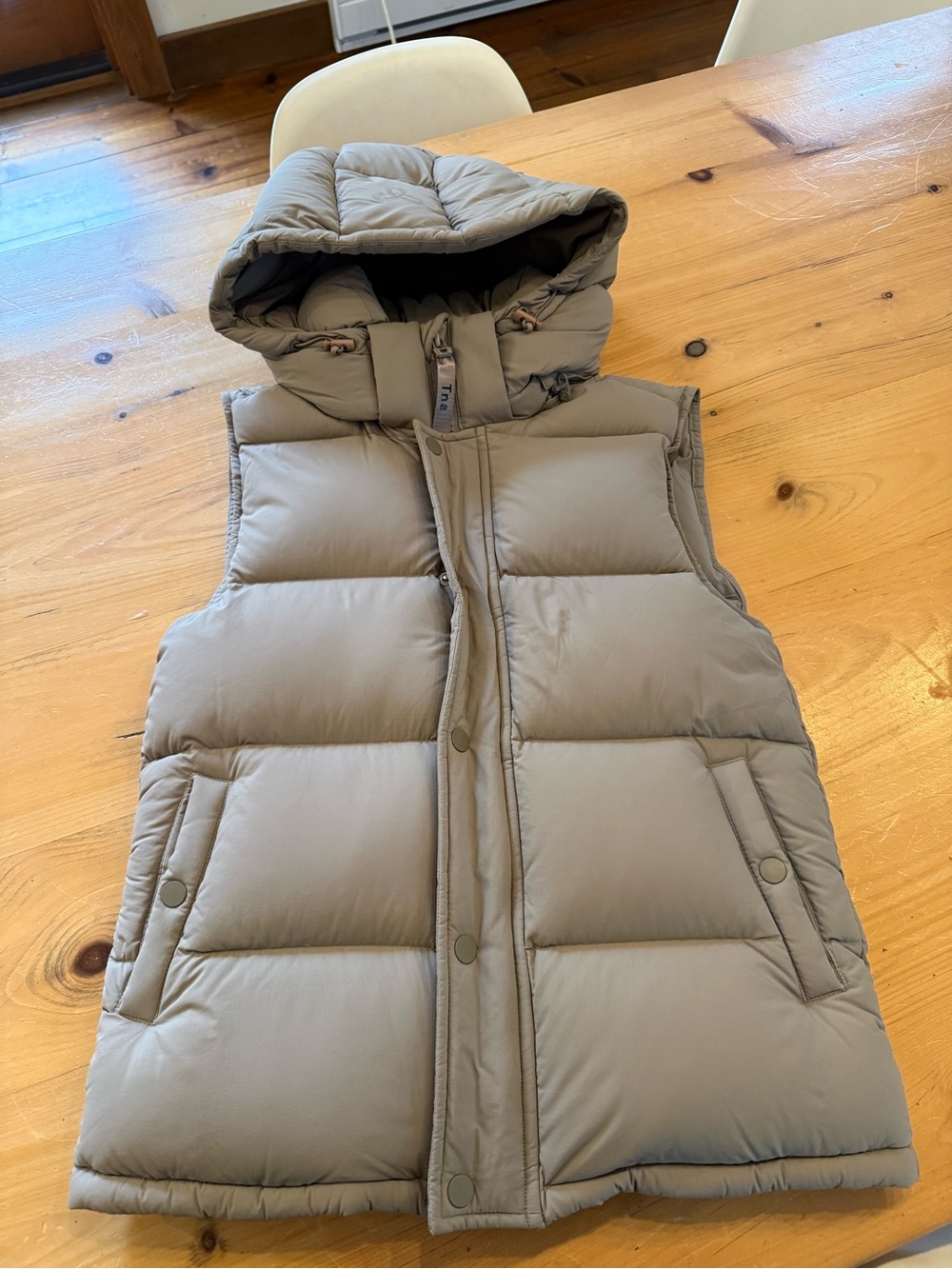 TNA Taupe Hooded Puffer Vest